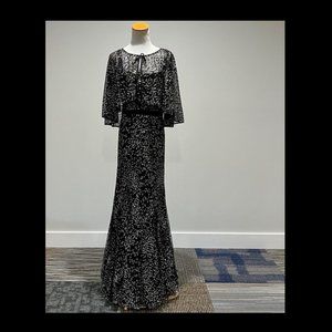 Adrianna Papell Black & Gold Sparkle Caplet Dress